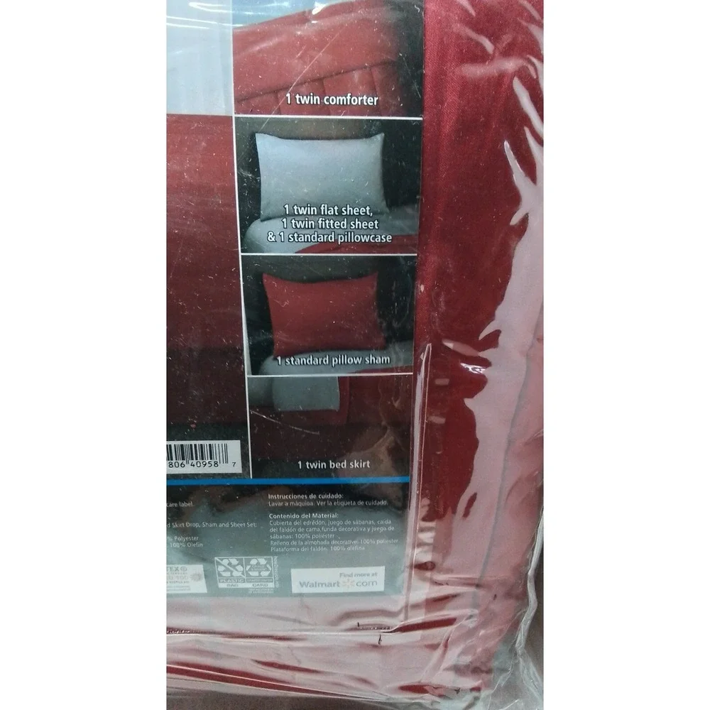 Mainstays‎ Twin 6 Piece Complete Bedding Set Solid Red MS9736130739-05 New